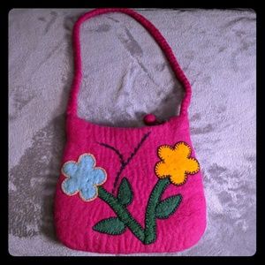 Handmade Felted Wool Fuschia Handbag
